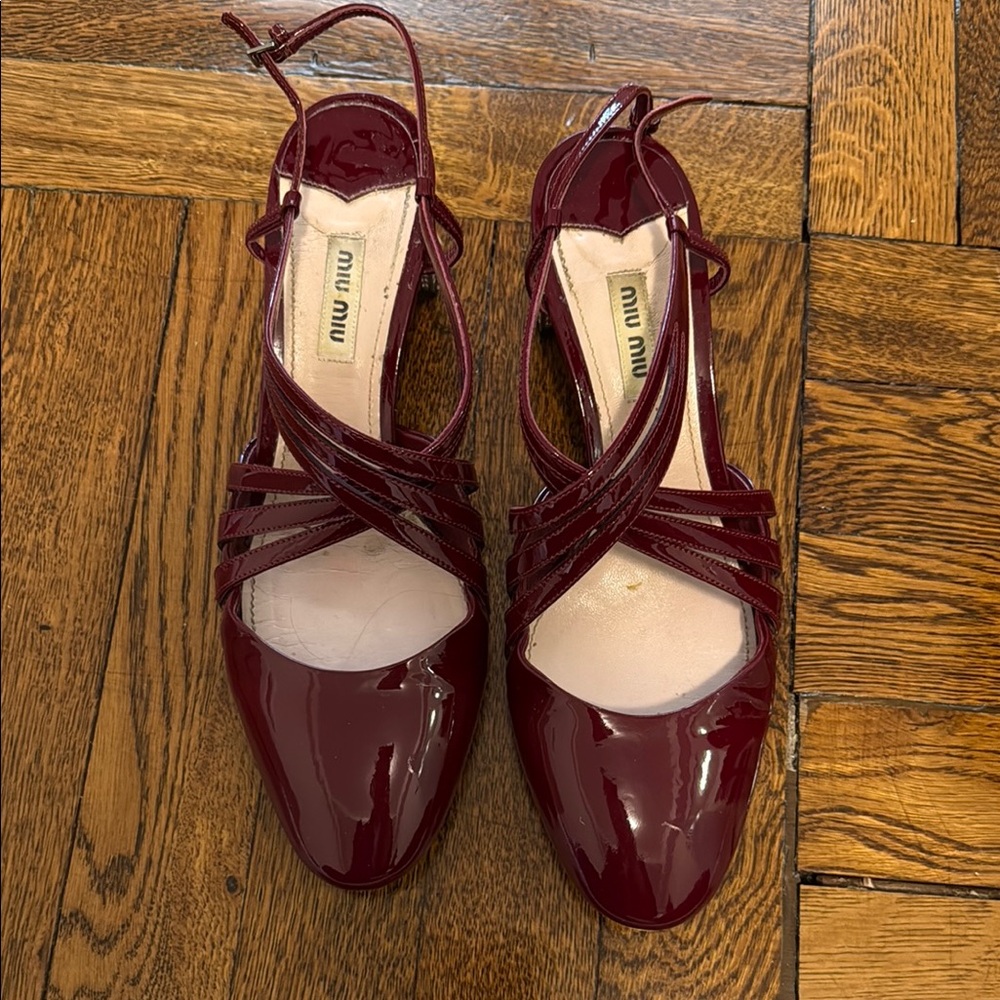 Miu Miu Women's Burgundy Strappy Heels 39